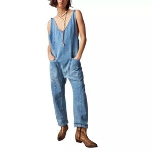 We The Free Light Blue High Roller Denim Overalls XS #909